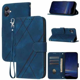 For Samsung Galaxy A07 4G / A06 4G Embossed Line Leather Phone Case with Lanyard(Blue)