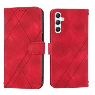 For Samsung Galaxy A17 5G / A26 5G Embossed Line Leather Phone Case with Lanyard(Red)