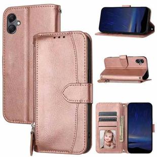 For Samsung Galaxy A07 4G / A06 4G Oil Skin Zipper Wallet Leather Phone Case(Rose Gold)