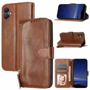 For Samsung Galaxy A07 4G / A06 4G Oil Skin Zipper Wallet Leather Phone Case(Brown)