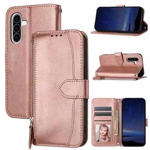 For Samsung Galaxy A17 5G / A26 5G Oil Skin Zipper Wallet Leather Phone Case(Rose Gold)