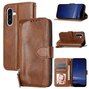 For Samsung Galaxy A17 5G / A26 5G Oil Skin Zipper Wallet Leather Phone Case(Brown)