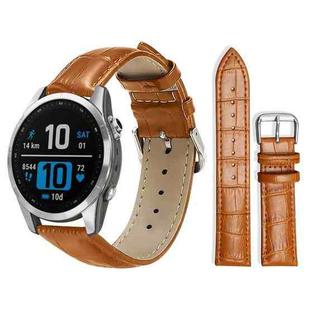 For Garmin Fenix 8/7S/6S/5S 20mm 18mm xDfind Bamboo Texture Pin Buckle Leather Watch Band(Light Brown)