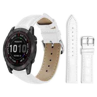 For Garmin Fenix 8/7X/6X/5X 26mm 22mm xDfind Bamboo Texture Pin Buckle Leather Watch Band(White)