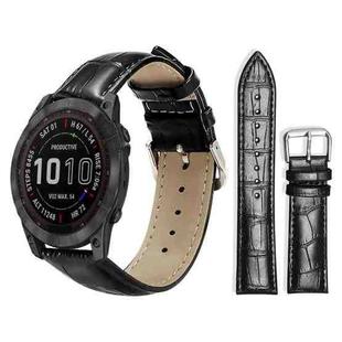For Garmin Fenix 8/7X/6X/5X 26mm 22mm xDfind Bamboo Texture Pin Buckle Leather Watch Band(Black)