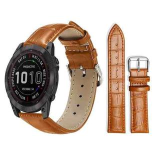 For Garmin Fenix 8/7X/6X/5X 26mm 22mm xDfind Bamboo Texture Pin Buckle Leather Watch Band(Light Brown)