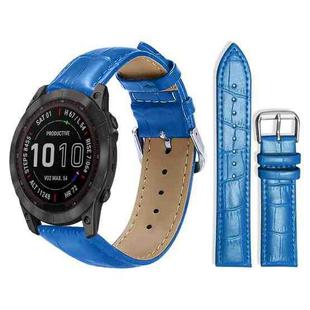 For Garmin Fenix 8/7X/6X/5X 26mm 22mm xDfind Bamboo Texture Pin Buckle Leather Watch Band(Blue)
