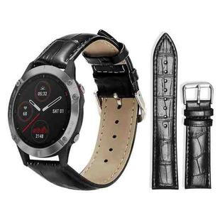For Garmin Fenix 8/7/6/5 22mm 20mm xDfind Bamboo Texture Pin Buckle Leather Watch Band(Black)