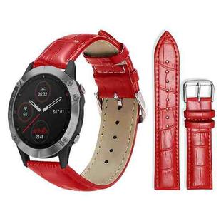 For Garmin Fenix 8/7/6/5 22mm 20mm xDfind Bamboo Texture Pin Buckle Leather Watch Band(Red)