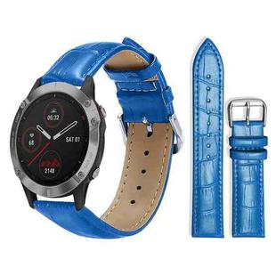 For Garmin Fenix 8/7/6/5 22mm 20mm xDfind Bamboo Texture Pin Buckle Leather Watch Band(Blue)