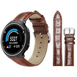 For Garmin Forerunner 220/735/735XT/230/235 20mm xDfind Bamboo Texture Pin Buckle Leather Watch Band(Dark Brown)