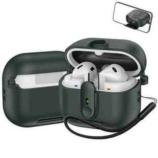 For Samsung Galaxy Buds3 / Buds3 Pro One-piece Holder Wireless Earphones Case with Lanyard(Army Green)