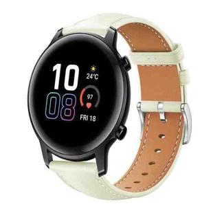 20mm For Honor Watch ES / Magic Watch2 42mm xDfind Flat Head Black Shark Fine Grain Leather Watch Band(Creamy White)