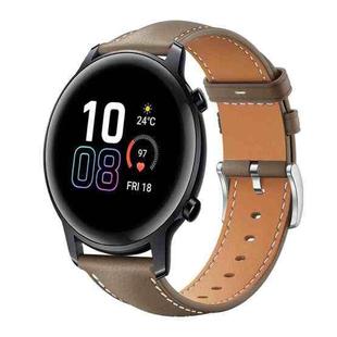 20mm For Honor Watch ES / Magic Watch2 42mm xDfind Flat Head Black Shark Fine Grain Leather Watch Band(Light Grey)