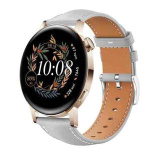 20mm For Huawei Watch GT 4 / GT 3 / GT 2 xDfind Flat Head Black Shark Fine Grain Leather Watch Band(Grey)