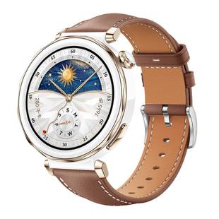 22mm For Huawei Watch GT5/GT5 Pro/4/4 Pro xDfind Flat Head Black Shark Fine Grain Leather Watch Band(Coffee)