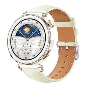 22mm For Huawei Watch GT5/GT5 Pro/4/4 Pro xDfind Flat Head Black Shark Fine Grain Leather Watch Band(Creamy White)