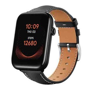 20mm For Ticwatch GTH / E3 / E / 2 xDfind Flat Head Black Shark Fine Grain Leather Watch Band(Black)