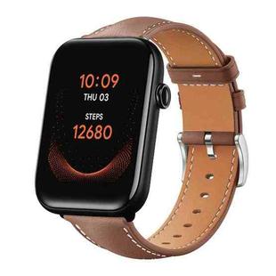 20mm For Ticwatch GTH / E3 / E / 2 xDfind Flat Head Black Shark Fine Grain Leather Watch Band(Coffee)