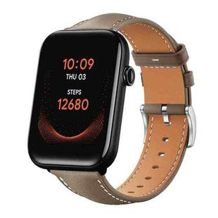 20mm For Ticwatch GTH / E3 / E / 2 xDfind Flat Head Black Shark Fine Grain Leather Watch Band(Light Grey)