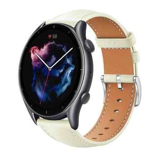 22mm For Amazfit GTR 4/3/3 Pro/Bip6/Bip5 xDfind Flat Head Black Shark Fine Grain Leather Watch Band(Creamy White)