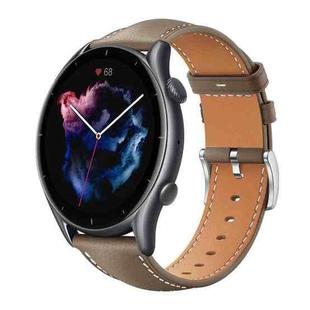 22mm For Amazfit GTR 4/3/3 Pro/Bip6/Bip5 xDfind Flat Head Black Shark Fine Grain Leather Watch Band(Light Grey)