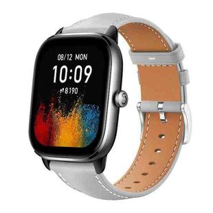 20mm For Amazfit GTS4 mini/GTS3/2/2E xDfind Flat Head Black Shark Fine Grain Leather Watch Band(Grey)