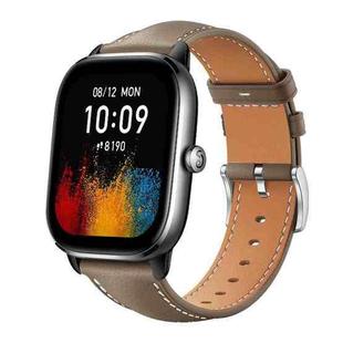20mm For Amazfit GTS4 mini/GTS3/2/2E xDfind Flat Head Black Shark Fine Grain Leather Watch Band(Light Grey)