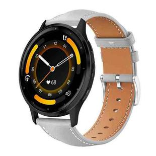 22mm For Garmin Venu 3 / vivoactive4 xDfind Flat Head Black Shark Fine Grain Leather Watch Band(Grey)