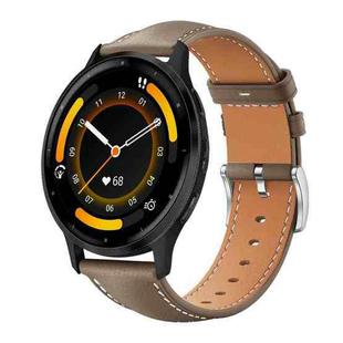 22mm For Garmin Venu 3 / vivoactive4 xDfind Flat Head Black Shark Fine Grain Leather Watch Band(Light Grey)