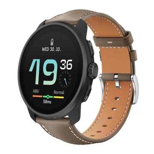 22mm For Suunto Race S / Race / 9 Peak / 5 Peak xDfind Flat Head Black Shark Fine Grain Leather Watch Band(Light Grey)