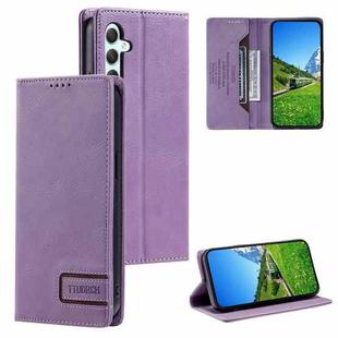 For Samsung Galaxy A17 5G TTUDRCH RFID Retro Texture Magnetic Leather Phone Case(Purple)