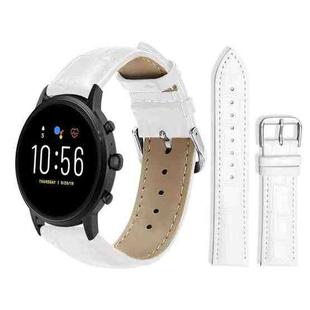 22mm For Fossil Gen 5 Carlyle/Julianna/Garrett xDfind Bamboo Texture Pin Buckle Leather Watch Band(White)