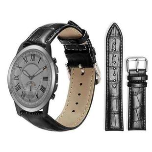 24mm For Fossil Q Machine Hybrid Watch xDfind Bamboo Texture Pin Buckle Leather Watch Band(Black)