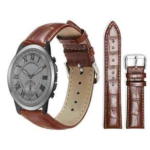 24mm For Fossil Q Machine Hybrid Watch xDfind Bamboo Texture Pin Buckle Leather Watch Band(Dark Brown)