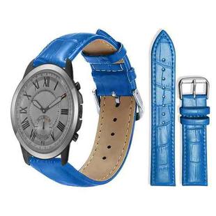 24mm For Fossil Q Machine Hybrid Watch xDfind Bamboo Texture Pin Buckle Leather Watch Band(Blue)