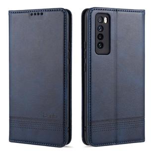 For Huawei Nova 7 AZNS Magnetic Calf Texture Horizontal Flip Leather Case with Card Slots & Holder & Wallet(Dark Blue)