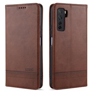 For Huawei Nova 7 SE AZNS Magnetic Calf Texture Horizontal Flip Leather Case with Card Slots & Holder & Wallet(Dark Brown)