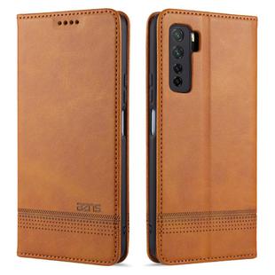 For Huawei Nova 7 SE AZNS Magnetic Calf Texture Horizontal Flip Leather Case with Card Slots & Holder & Wallet(Light Brown)