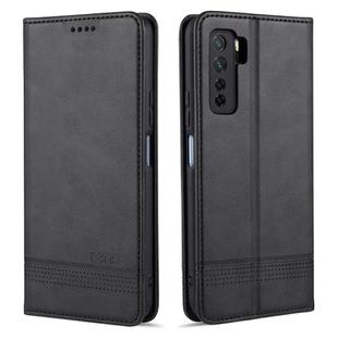 For Huawei Nova 7 SE AZNS Magnetic Calf Texture Horizontal Flip Leather Case with Card Slots & Holder & Wallet(Black)