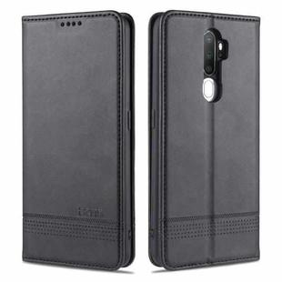 For OPPO A9 (2020) AZNS Magnetic Calf Texture Horizontal Flip Leather Case with Card Slots & Holder & Wallet(Black)