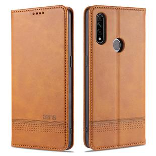 For OPPO A31 / A8 AZNS Magnetic Calf Texture Horizontal Flip Leather Case with Card Slots & Holder & Wallet(Light Brown)