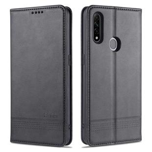 For OPPO A31 / A8 AZNS Magnetic Calf Texture Horizontal Flip Leather Case with Card Slots & Holder & Wallet(Black)