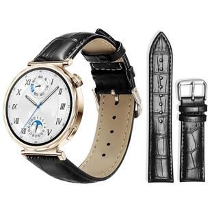 18mm For Huawei GT5/GT4 41mm / OPPO Watch X2 Mini xDfind Bamboo Texture Pin Buckle Leather Watch Band(Black)