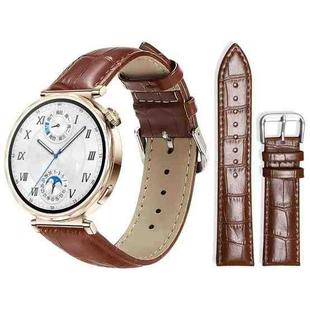 18mm For Huawei GT5/GT4 41mm / OPPO Watch X2 Mini xDfind Bamboo Texture Pin Buckle Leather Watch Band(Dark Brown)