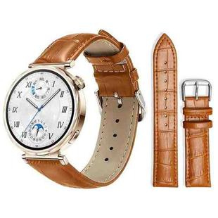 18mm For Huawei GT5/GT4 41mm / OPPO Watch X2 Mini xDfind Bamboo Texture Pin Buckle Leather Watch Band(Light Brown)
