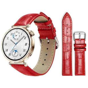 18mm For Huawei GT5/GT4 41mm / OPPO Watch X2 Mini xDfind Bamboo Texture Pin Buckle Leather Watch Band(Red)