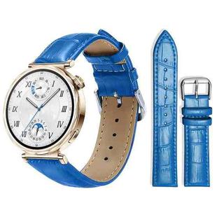 18mm For Huawei GT5/GT4 41mm / OPPO Watch X2 Mini xDfind Bamboo Texture Pin Buckle Leather Watch Band(Blue)