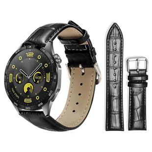20mm For Huawei Watch GT 4 / GT 3 / GT 2 xDfind Bamboo Texture Pin Buckle Leather Watch Band(Black)