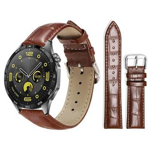 20mm For Huawei Watch GT 4 / GT 3 / GT 2 xDfind Bamboo Texture Pin Buckle Leather Watch Band(Dark Brown)